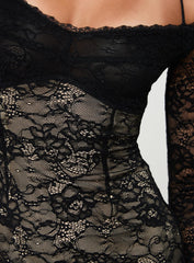 Aubriella Lace Mini Dress Black