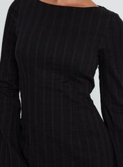 Alfalfa Long Sleeve Mini Dress Black