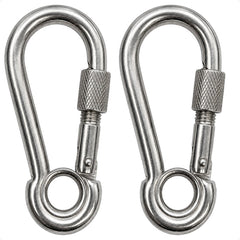 5/16" Snap Hook with Screw Nut & Eyelet, AISI316 Stainless Steel, 2-Pack