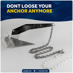 Anchor Chain 5/16" x 15' with 2 Shackles, HT G4 Stainless Steel - FO4493-S15 - Five Oceans