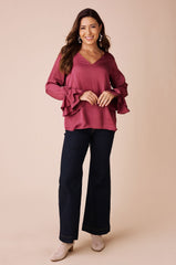 Lola Long Sleeve Top Burgundy