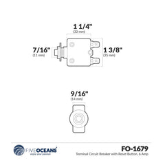6 Amp Push-Button Reset Circuit Breaker 125-250V AC / 50V DC, 4-Pack - FO1679-M4 - Five Oceans