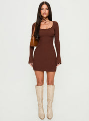 Brownhall Long Sleeve Mini Dress Mocha