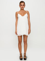 Baby Honey Pleat Mini Dress White