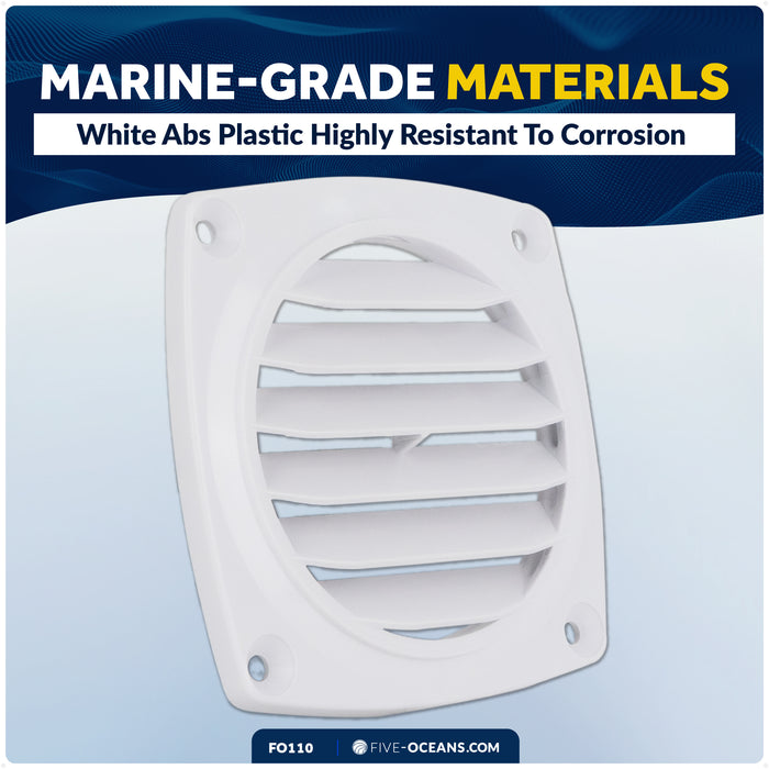 6-Slotted Louvered Flush Hose Ventilators, 3" Hose Diameter, White - FO110 - Five Oceans