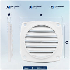 6-Slotted Louvered Flush Hose Ventilators, 3" Hose Diameter, White - FO110 - Five Oceans