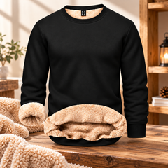 Men's Fitted Crewneck Fleece Lined Sweatshirt, Wind Resistant Polyester Athletic Pullover, Casual Fashion Active Tops