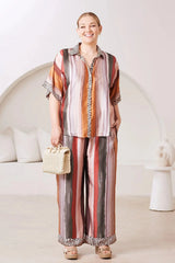 Stella Short Sleeve Striped Animal Print Top