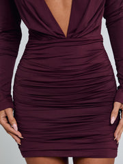 AMELIA MINI DRESS DARK MAUVE