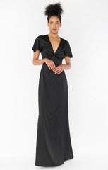 Rome Twist Gown ~ Black Luxe Satin