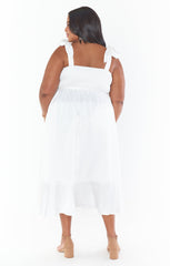 Garden Midi Dress ~ Ivory Luxe Satin
