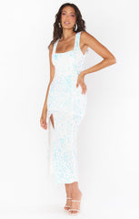 Eden Midi Dress ~ White Sparkle Sequins
