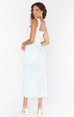 Eden Midi Dress ~ White Sparkle Sequins