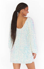 Clarabelle Dress ~ White Sparkle Sequins
