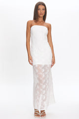 Arlise Strapless Lace Maxi Dress White