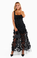 Stephanie Dress ~ Black 3D Floral