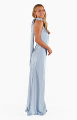 Lisa Maxi Dress ~ Steel Blue Luxe Satin