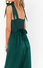 Claire Midi Dress ~ Deep Emerald Luxe Satin