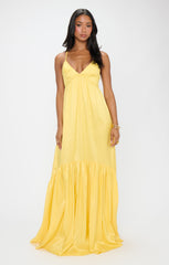 Corrine Maxi Dress ~ Yellow Light Taffeta
