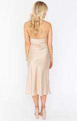 Verona Cowl Dress ~ Champagne Luxe Satin