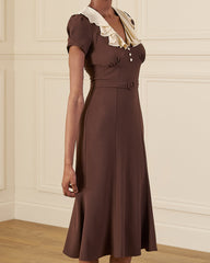 1930s Blondell Dress - Chocolate Brown