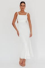 Dream Crush Lace-Up Back Maxi Dress White