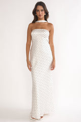 Damsel Reverse Halter Maxi Dress Polka Dot White