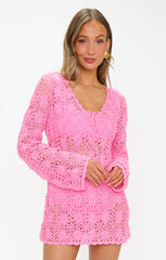 Vacay Mini Coverup ~ Bubblegum Pink Crochet
