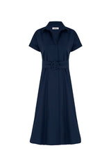 Celia Short Sleeve Midi Dress in Navy