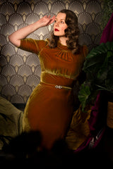 1930s Loretta Bias Gown - Gold Blaze Silk Blend Velvet