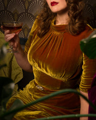 1930s Loretta Bias Gown - Gold Blaze Silk Blend Velvet