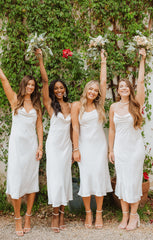 Verona Cowl Dress ~ Ivory Luxe Satin