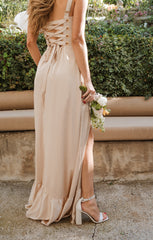 Clarissa Corset Dress ~ Champagne Luxe Satin
