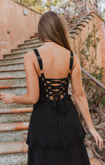 Lady Corset Dress ~ Black Chiffon
