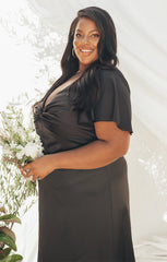 Rome Twist Gown ~ Black Luxe Satin