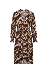 Evelyn Animal Print Long Sleeve Dress in Chocolate