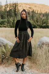 Trices Skirt in Black 2 Tone Striped Cotton