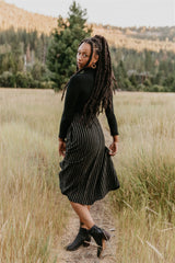 Trices Skirt in Black 2 Tone Striped Cotton
