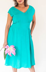 Joy dress in Teal Challis