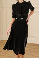 1930s Loretta Bias Dress - Liquorice