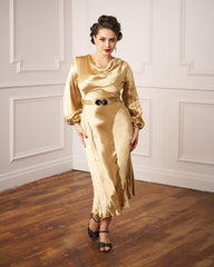 1930s Joanie Bias Cut Dress - Gold Satin