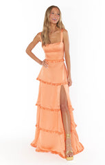 Lady Corset Dress ~ Cantaloupe Luxe Satin