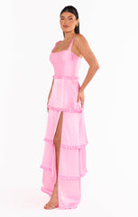 Lady Corset Dress ~ Pink Luxe Satin