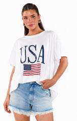 Airport Tee ~ USA Flag Graphic