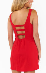Steph Mini Dress ~ Red Linen
