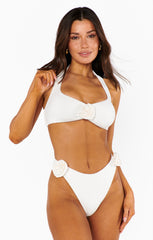 Malta Top ~ Ivory Scrunch with Rosettes