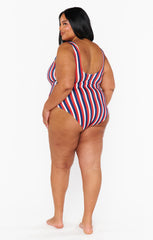 The Ribbed One Piece ~ Americana Stripe Micro Rib