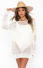 Paula Pullover ~ White Crochet