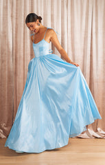 Juliet Maxi Dress ~ Light Blue Taffeta