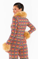 Zermatt Zip Up ~ Valley Houndstooth Faux Fur